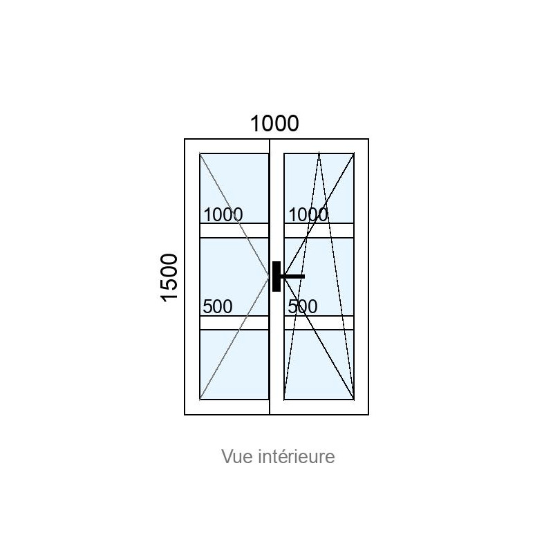 small-Fenêtre PVC OB 2 vantaux L1000 x H1500