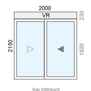 Baie coulissante Alu 2 vantaux L2000 x H2150