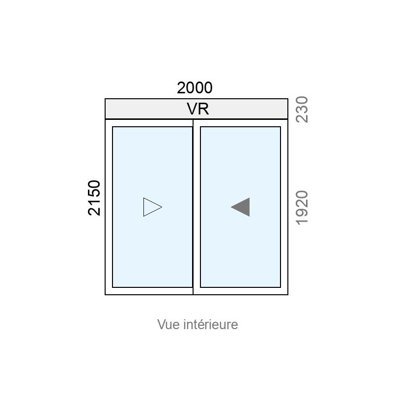 small-Baie coulissante Alu 2 vantaux L2000 x H2150