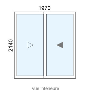 Baie coulissante Alu 2 vantaux L1970 x H2140