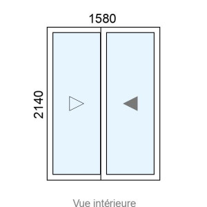 Baie coulissante Alu 2 vantaux L1580 x H2140