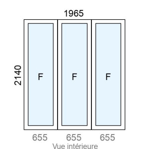 Fixe latéral  +  Châssis Alu Fixe  +  Fixe latéral  L1965 x H2140