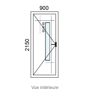 Porte d'entrée ALU 1 vantail LIVIO VI ( avec vitrage et inserts inox ) L900 x H2150