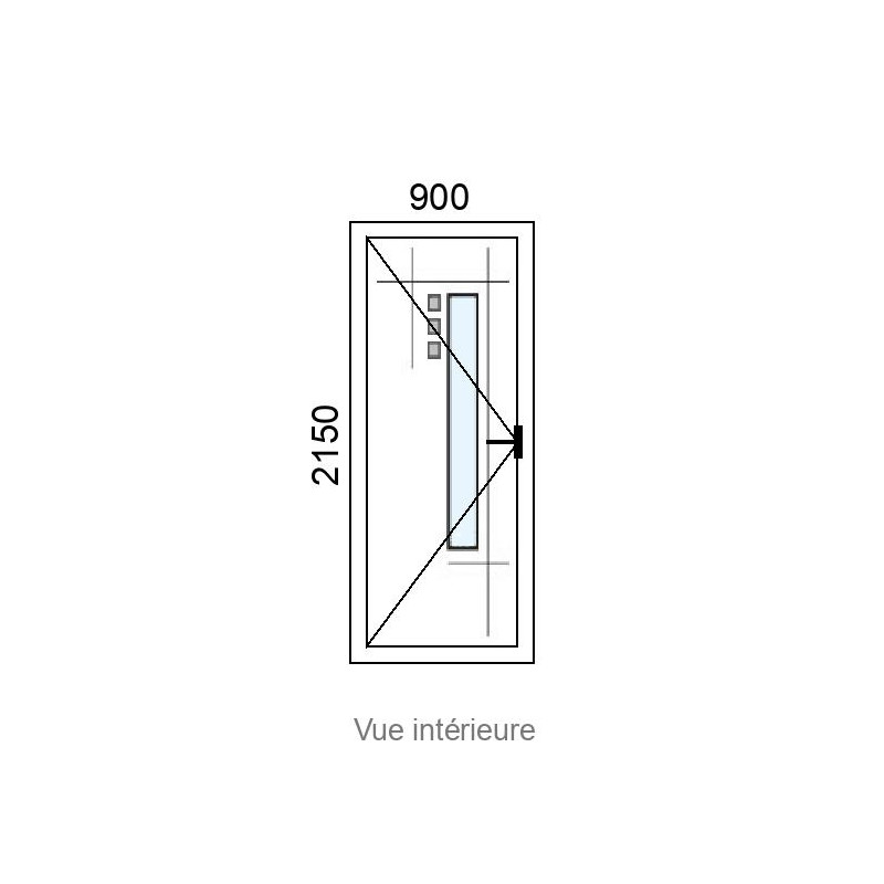 small-Porte d'entrée ALU 1 vantail LIVIO VI ( avec vitrage et inserts inox ) L900 x H2150