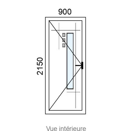 Porte d'entrée ALU 1 vantail LIVIO VI ( avec vitrage et inserts inox ) L900 x H2150