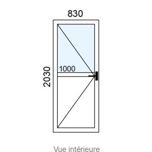 Porte-fenêtre PVC plaxé 1 vantail L830 x H2030