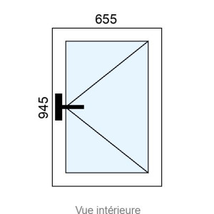 Fenêtre PVC 1 vantail L655 x H945