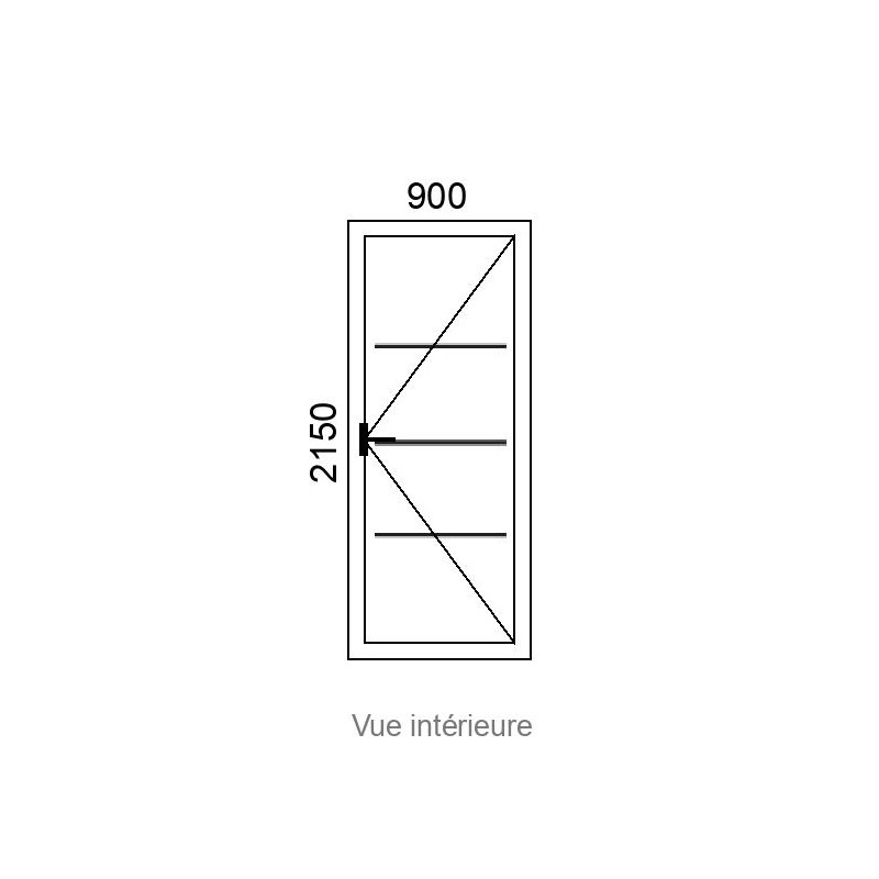 small-Porte d'entrée ALU 1 vantail CLEO PI ( pleine, avec inserts inox ) L900 x H2150