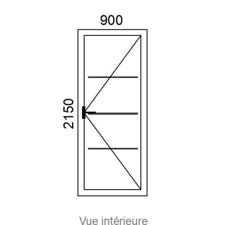 Porte d'entrée ALU 1 vantail CLEO PI ( pleine, avec inserts inox ) L900 x H2150