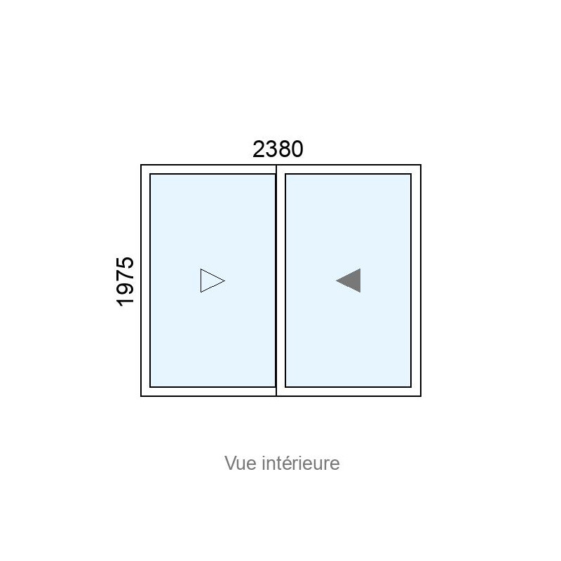 small-Baie coulissante Alu 2 vantaux L2380 x H1975