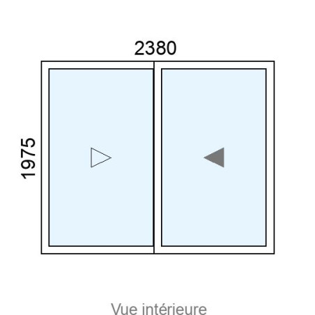 Baie coulissante Alu 2 vantaux L2380 x H1975