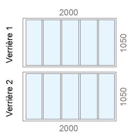 Verrière sur mesure atelier en angle L2000/2000 x H1050