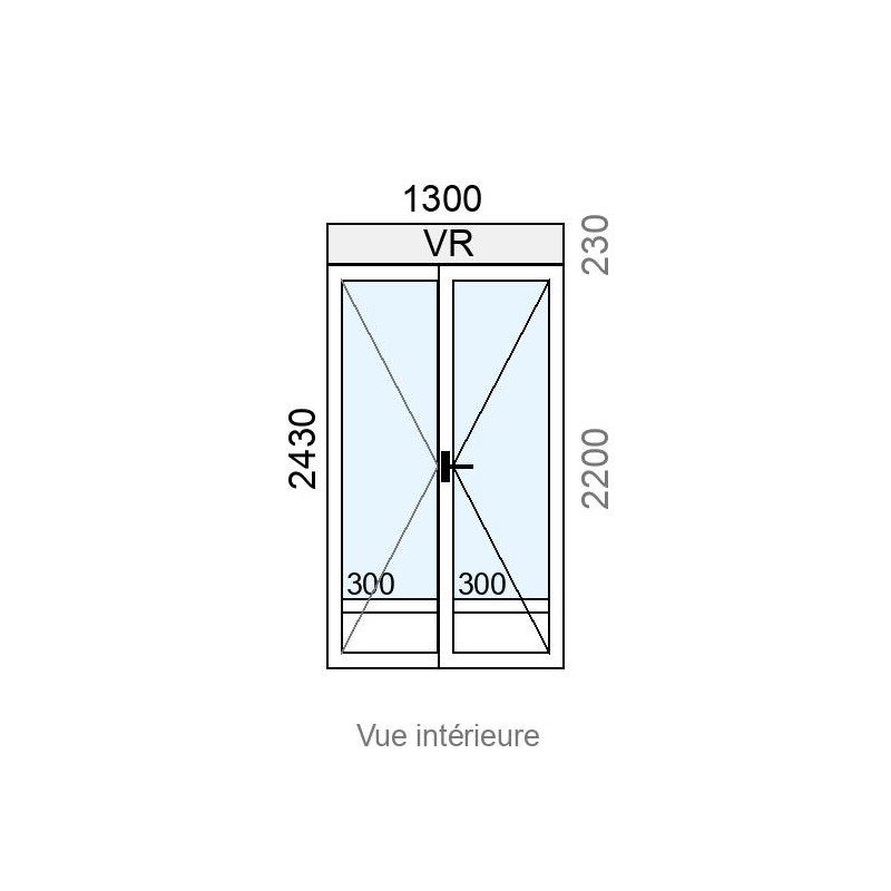 small-Porte-fenêtre PVC 2 vantaux L1300 x H2200