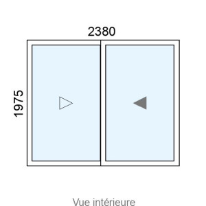 Baie coulissante Alu 2 vantaux L2380 x H1975