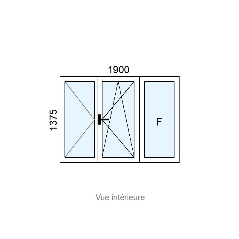 small-Fenêtre PVC OB 2 vantaux + fixe latéral L1900 x H1375