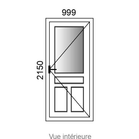 Porte d'entrée ALU 1 vantail LUMIA-SB3 L999 x H2150