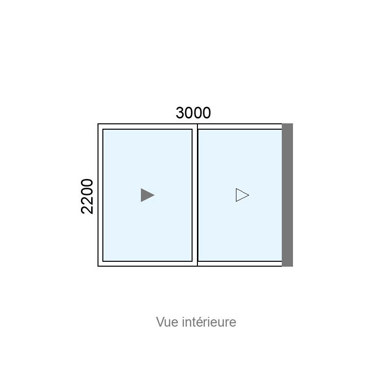 small-Coulissant Alu galandage 2 vantaux birail L3000 x H2200