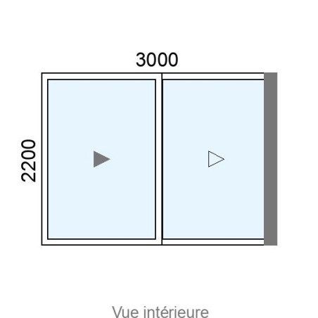 Coulissant Alu galandage 2 vantaux birail L3000 x H2200