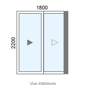 Coulissant Alu galandage 2 vantaux birail L1800 x H2200