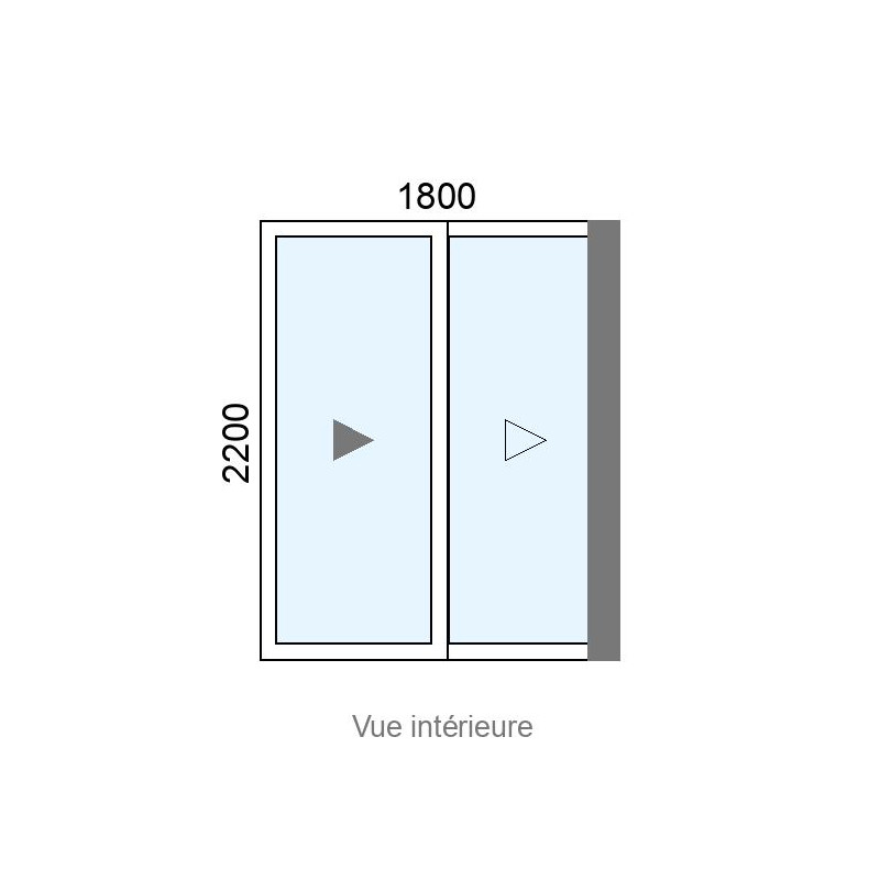 small-Coulissant Alu galandage 2 vantaux birail L1800 x H2200