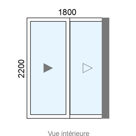 Coulissant Alu galandage 2 vantaux birail L1800 x H2200