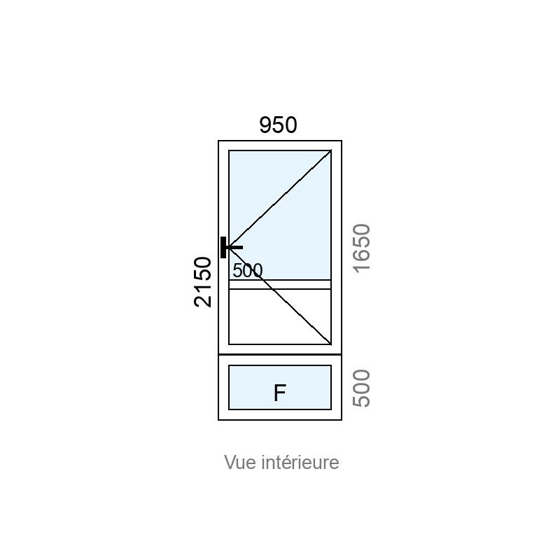 small-Porte-fenêtre Alu 1 vantail  + allège Fixe L950 x H2150