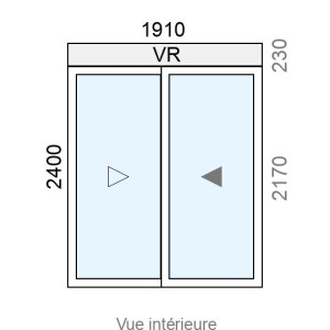 Baie coulissante Alu 2 vantaux L1910 x H2400