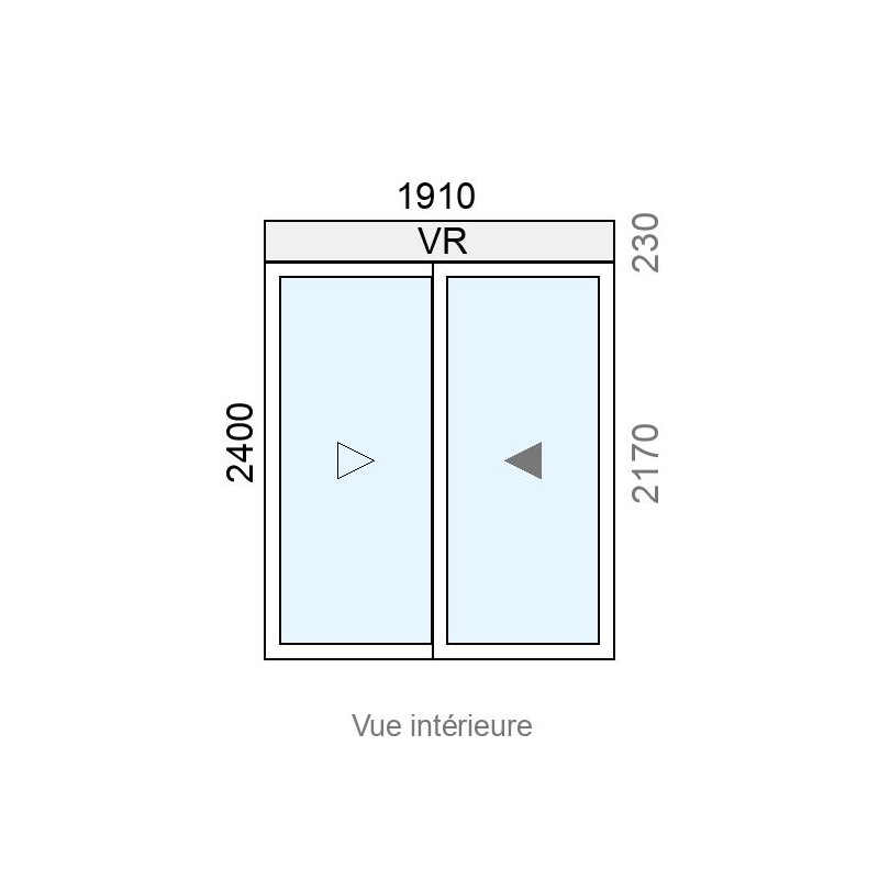 small-Baie coulissante Alu 2 vantaux L1910 x H2400