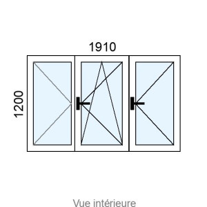 Fenêtre Alu OB 3 vantaux L1910 x H1200