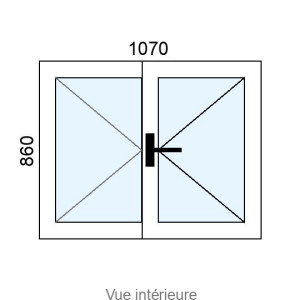 Fenêtre Alu 2 vantaux L1070 x H860