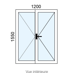 Fenêtre Alu 2 vantaux L1200 x H1550