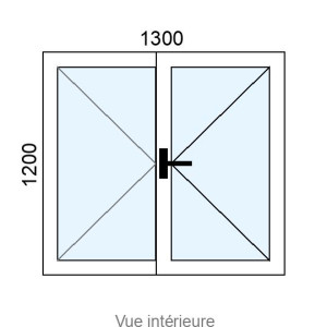 Fenêtre Alu 2 vantaux L1300 x H1200