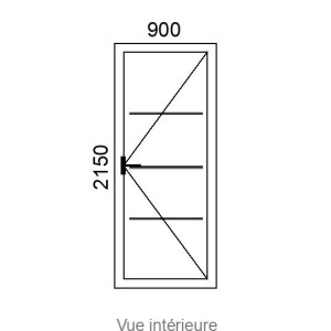 Porte d'entrée ALU 1 vantail CLEO PI ( pleine, avec inserts inox ) L900 x H2150