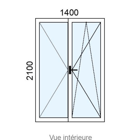 Porte-fenêtre PVC 2 vantaux L1400 x H2100