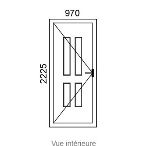 Porte d'entrée PVC 1 vantail BORDEAUX 2 delta L970 x H2225