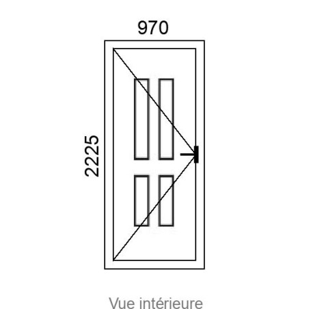 Porte d'entrée PVC 1 vantail BORDEAUX 2 delta L970 x H2225