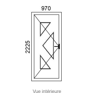 Porte d'entrée PVC 1 vantail RODEZ 3 delta L970 x H2225