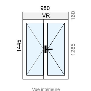 Fenêtre Alu 2 vantaux L980 x H1445