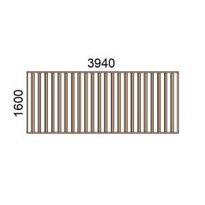 Claustra bois lames verticales inclinées L3940xH1600