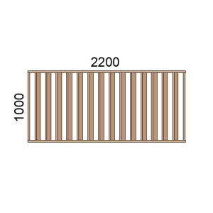 Claustra bois lames verticales inclinées L2200xH1000