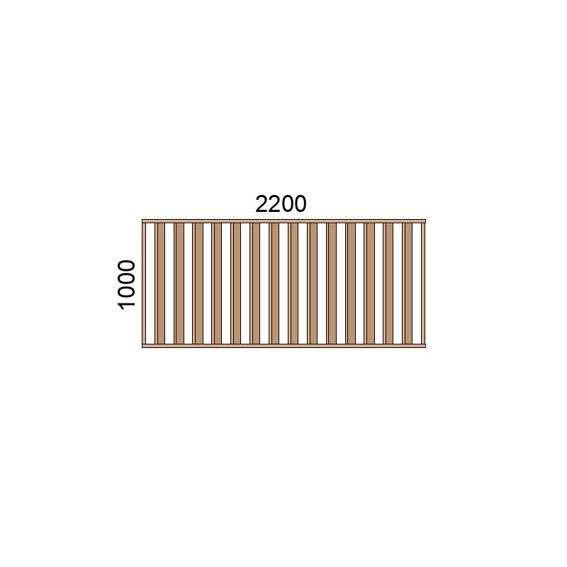 small-Claustra bois lames verticales inclinées L2200xH1000