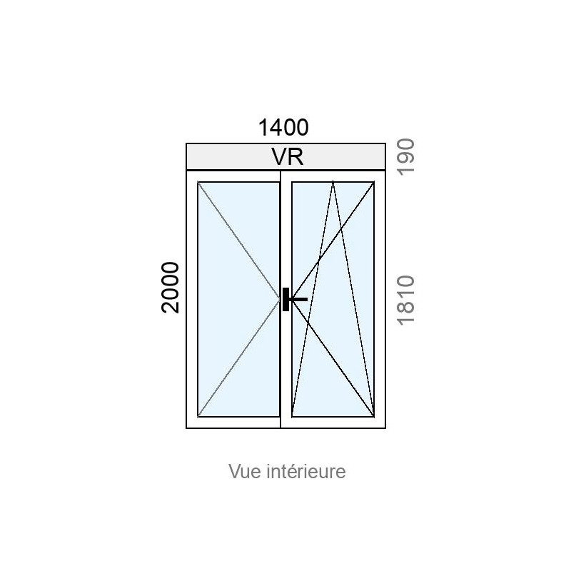 small-Fenêtre PVC plaxé OB 2 vantaux L1400 x H2000