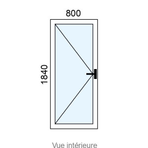 Porte-fenêtre PVC plaxé 1 vantail L800 x H1840