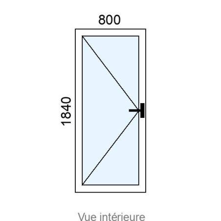 Porte-fenêtre PVC plaxé 1 vantail L800 x H1840