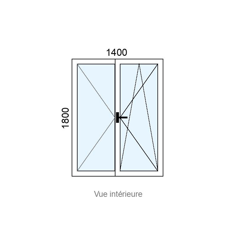 small-Fenêtre Alu OB 2 vantaux L1400 x H1800