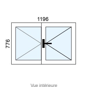 Fenêtre PVC 2 vantaux L1196 x H776