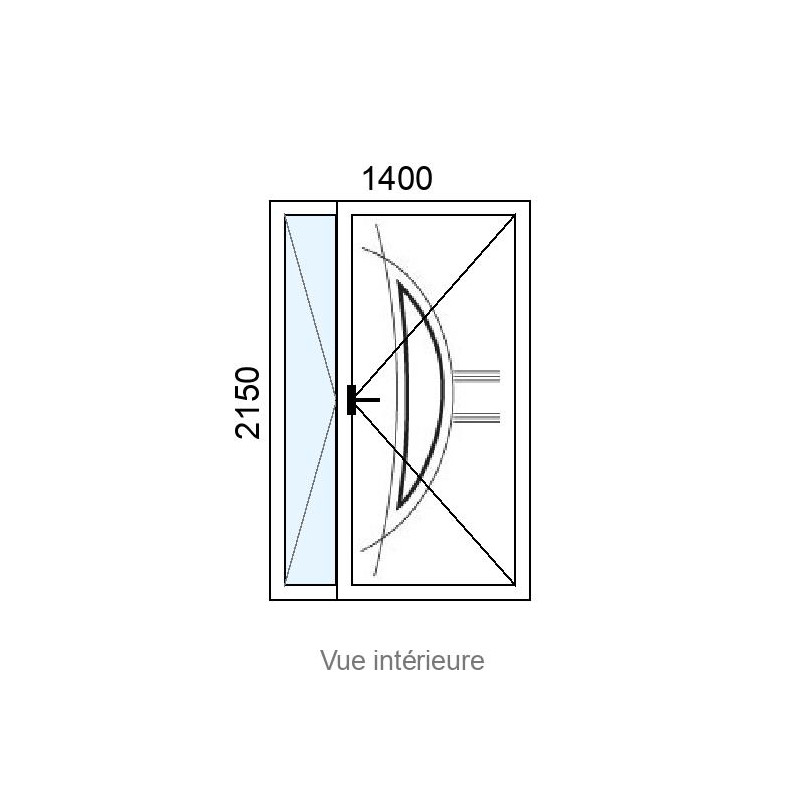 small-Porte d'entrée ALU 2 vantaux MILEO VI ( avec vitrage et inserts inox ) L1400 x H2150