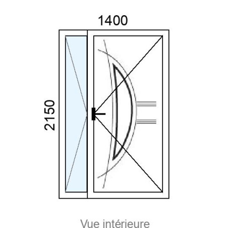 Porte d'entrée ALU 2 vantaux MILEO VI ( avec vitrage et inserts inox ) L1400 x H2150