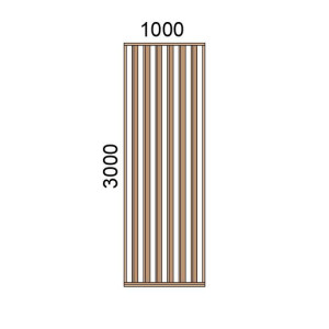 Claustra bois lames verticales inclinées L1000xH3000