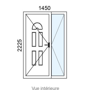 Porte d'entrée PVC 2 vantaux BIARRITZ 3 delta L1450 x H2225